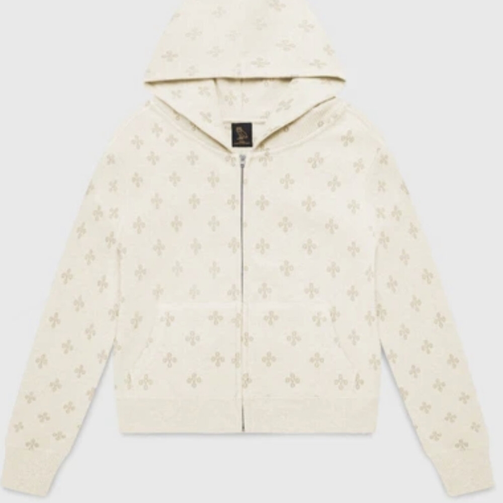 OVO Waffle Zip Hoodie and Pants Cream Set